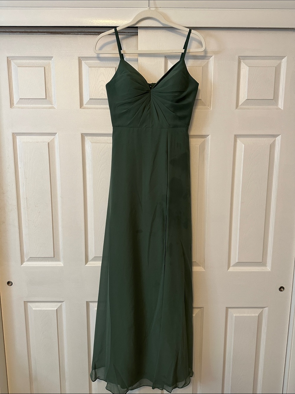 Azazie Dani Elegant Eucalyptus-Green Spaghetti Strap Maxi Dress